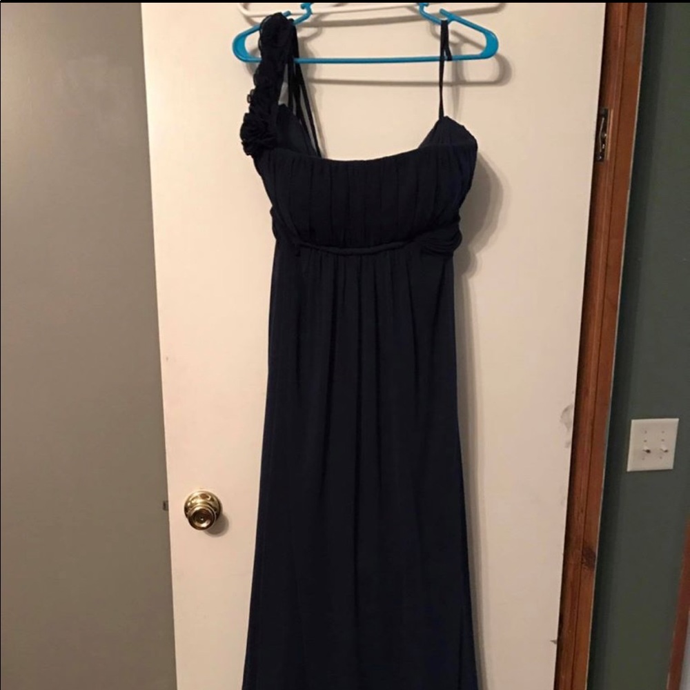 Navy one shoulder dress